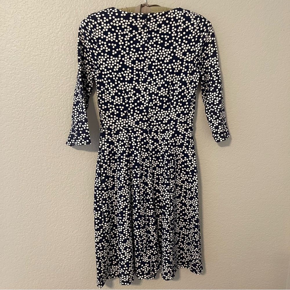 Boden Lined 3/4 Sleeve Dress, Navy & White, with Pockets. Size 4 US / 8 UK. - Picture 4 of 10